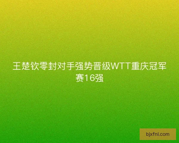 王楚钦零封对手强势晋级WTT重庆冠军赛16强